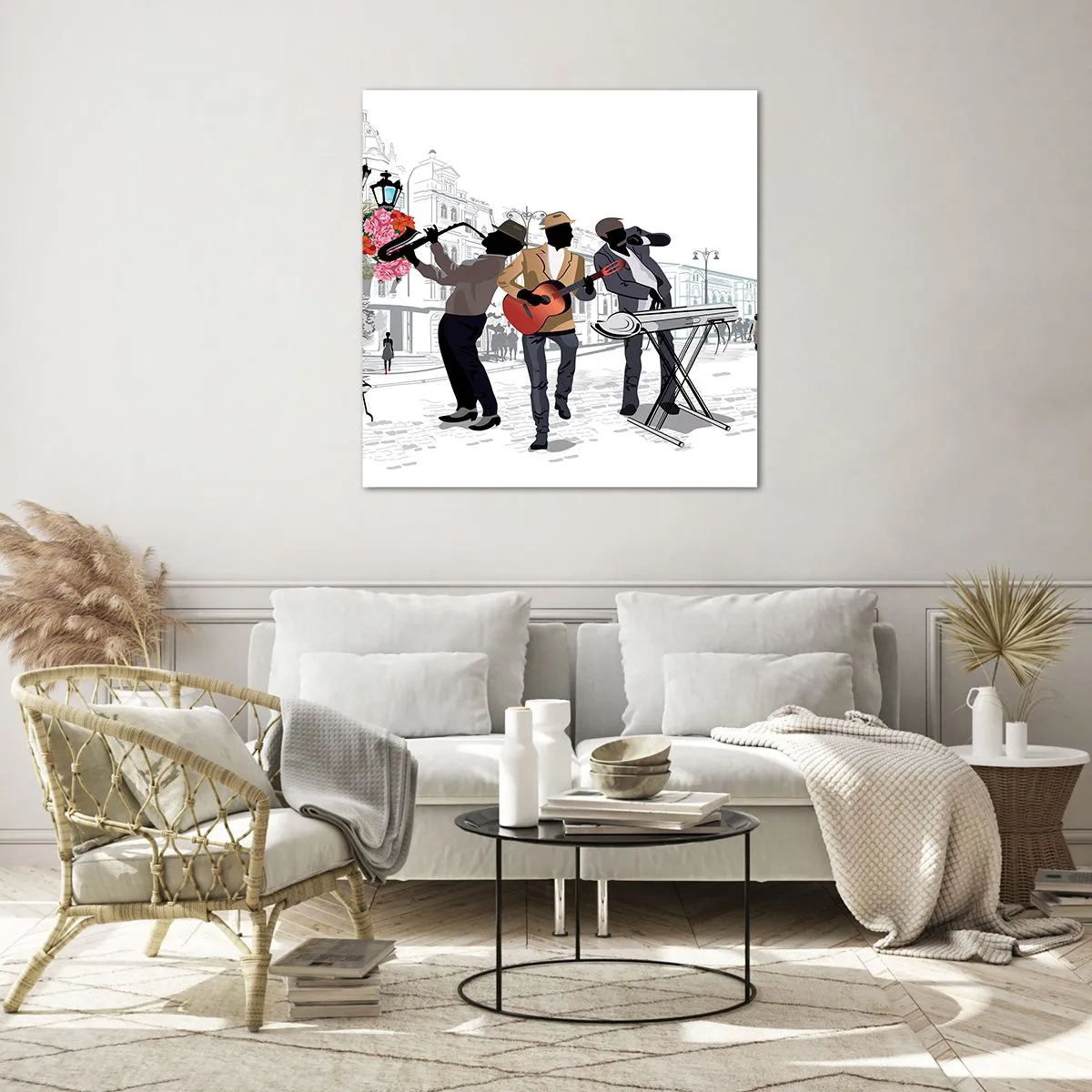 Glasbild - Bild auf glas - Straßenmusik - 40x40 cm