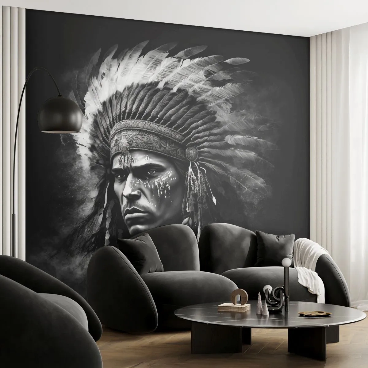 Fototapete Premium Sand - Anführer und Krieger - indisch, Stämme, Ethnisch - 200x140 cm