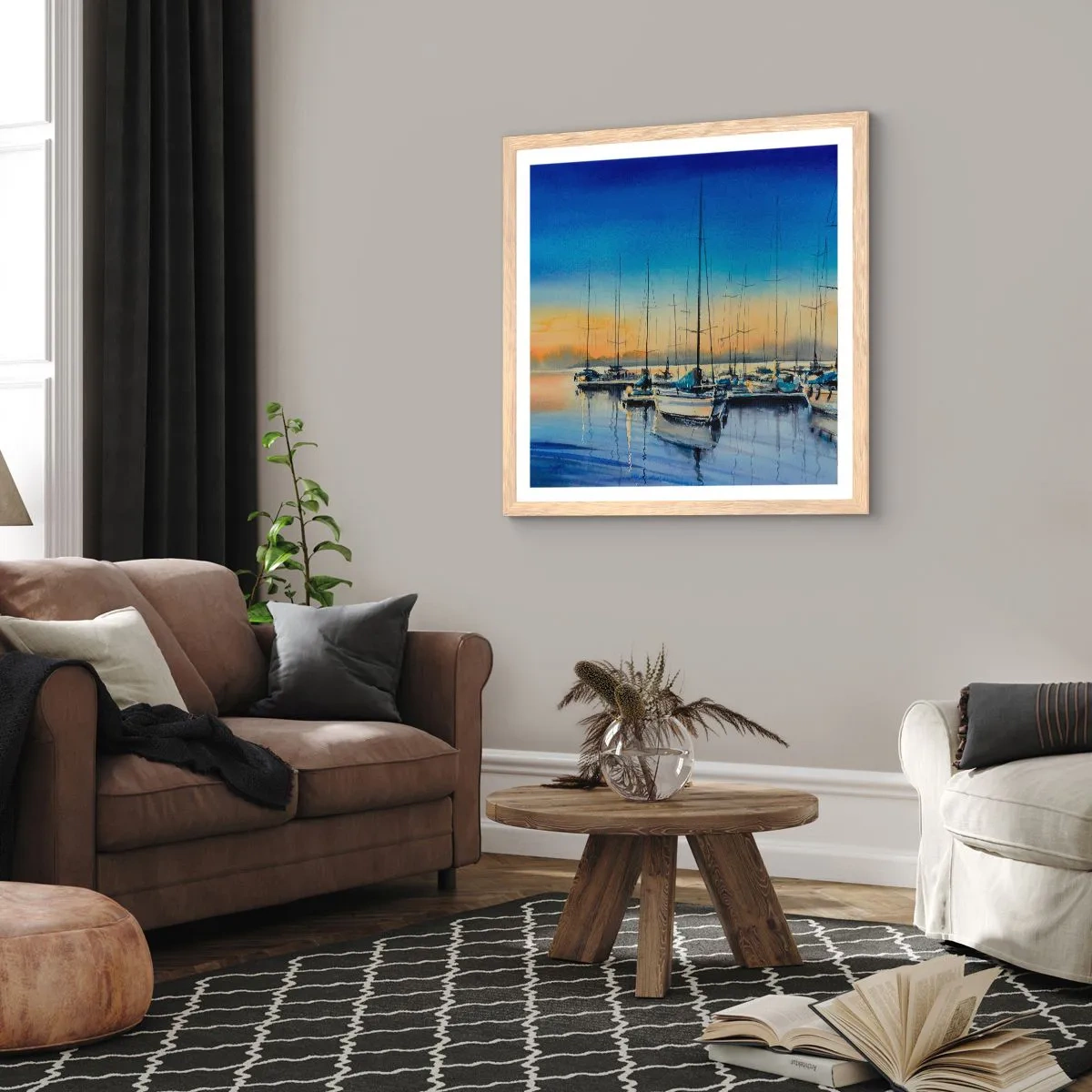 Poster in einem Rahmen aus heller Eiche - Ende eines guten Tages - 30x30 cm