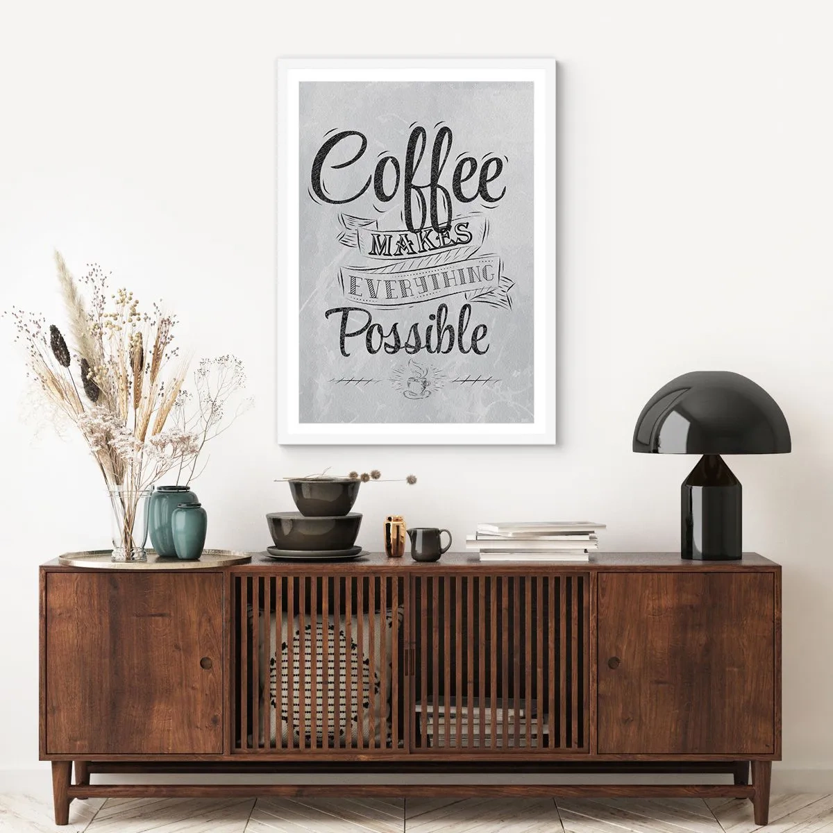 Poster in einem weißen Rahmen - Wie kann man Kaffee nicht lieben? - 40x50 cm