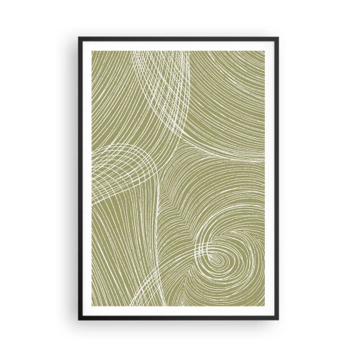 Poster in einem schwarzem Rahmen - Komplizierte Abstraktion in Weiß - 70x100 cm
