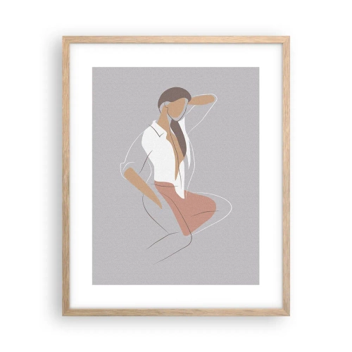 Poster in einem Rahmen aus heller Eiche - Umriss der Anmut - 40x50 cm