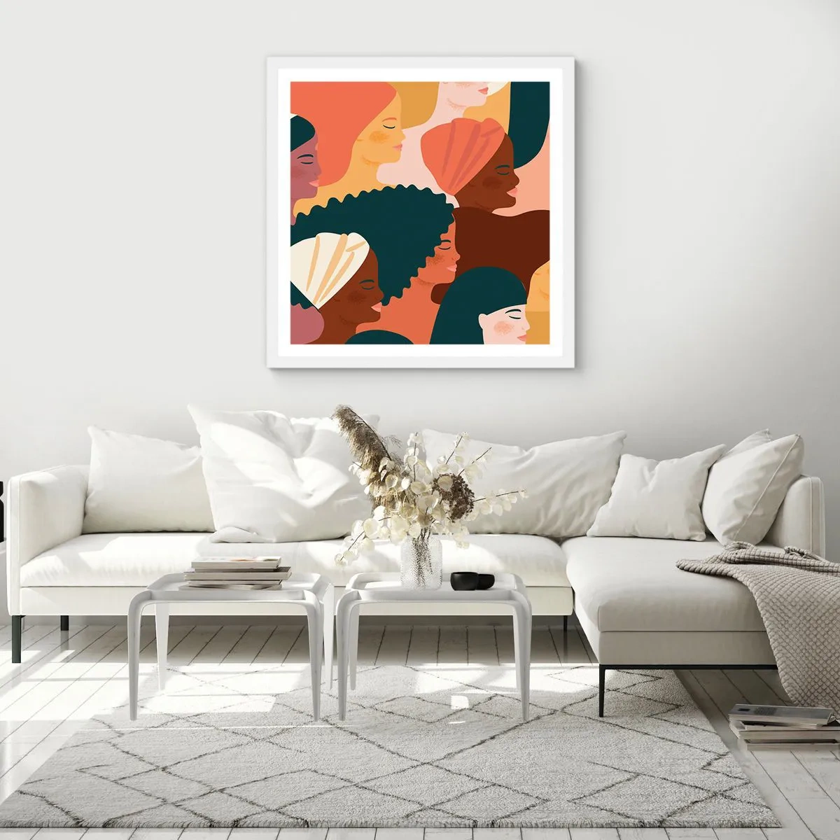 Poster in einem weißen Rahmen - Nur Weiblichkeit - 30x30 cm