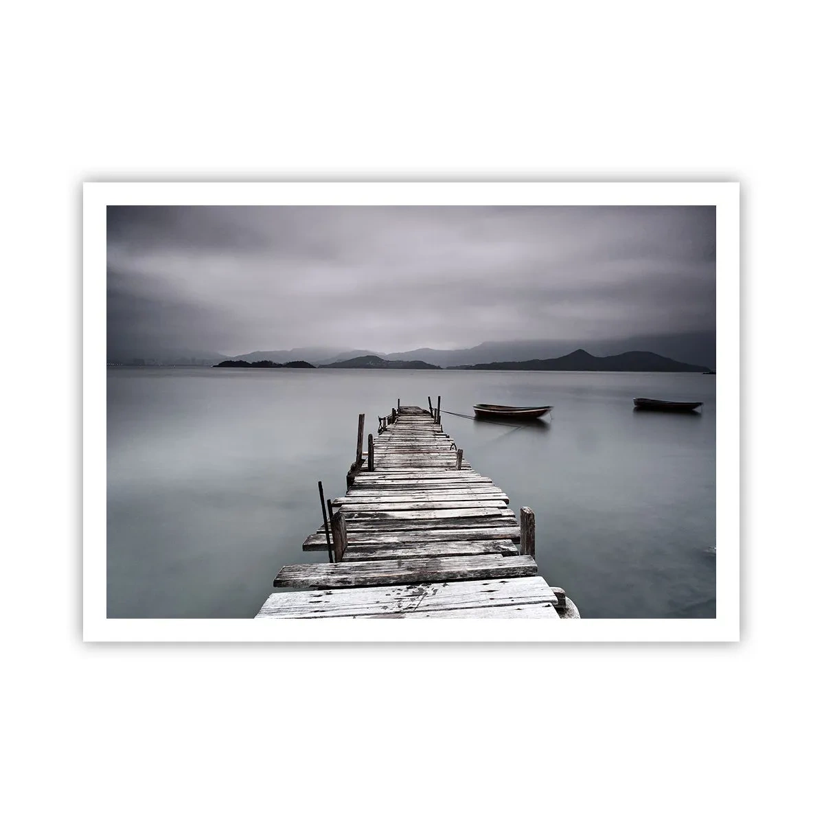 Poster - Eine Holzbrücke, die zur ruhigen Oberfläche des Sees führt - 100x70cm - Du kannst morgen gehen - Moderne Wanddekoration für Wohnzimmer und Schlafzimmer ARTTOR