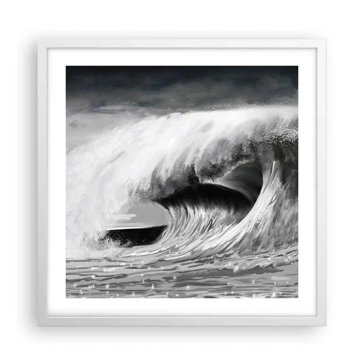 Poster in einem weißen Rahmen - Wut des Ozeans - 50x50 cm