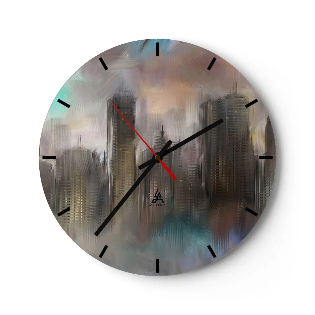 Wanduhr - Glasuhr - Eine Komposition aus Stahl, Stein und Nebel - 40x40 cm