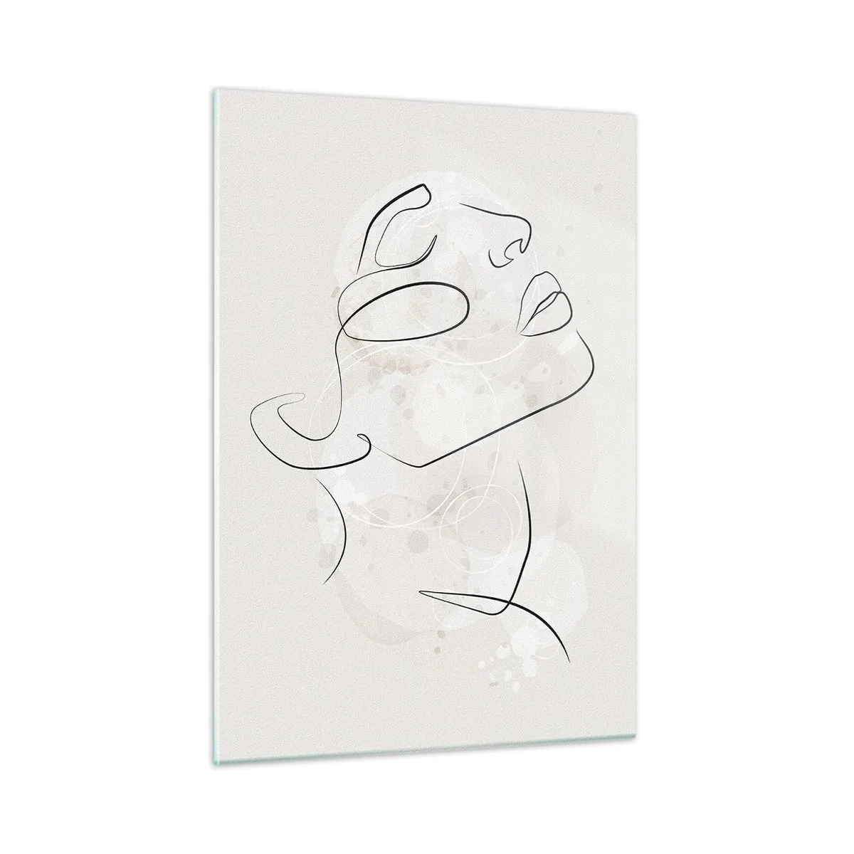 Glasbild - Bild auf glas - Ein minimalistisches Frauengesicht, mit einer Linie gezeichnet. - 50x70cm - Die Umrisse eines Traums - Moderne Wanddekoration für Wohnzimmer und Schlafzimmer ARTTOR