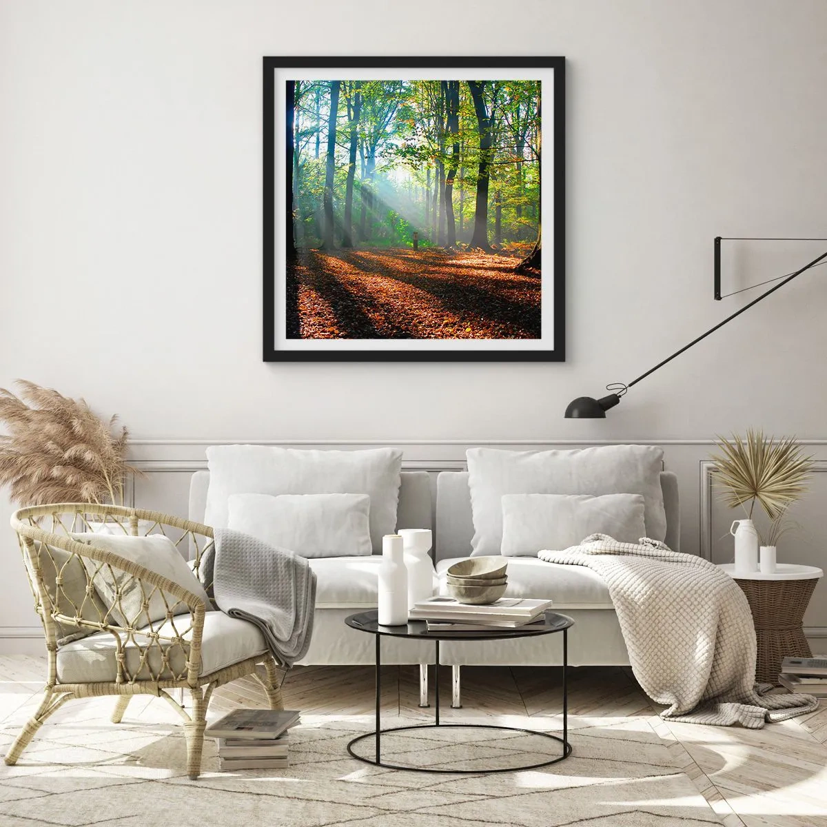 Poster in einem schwarzem Rahmen - Licht und Schatten - 30x30 cm