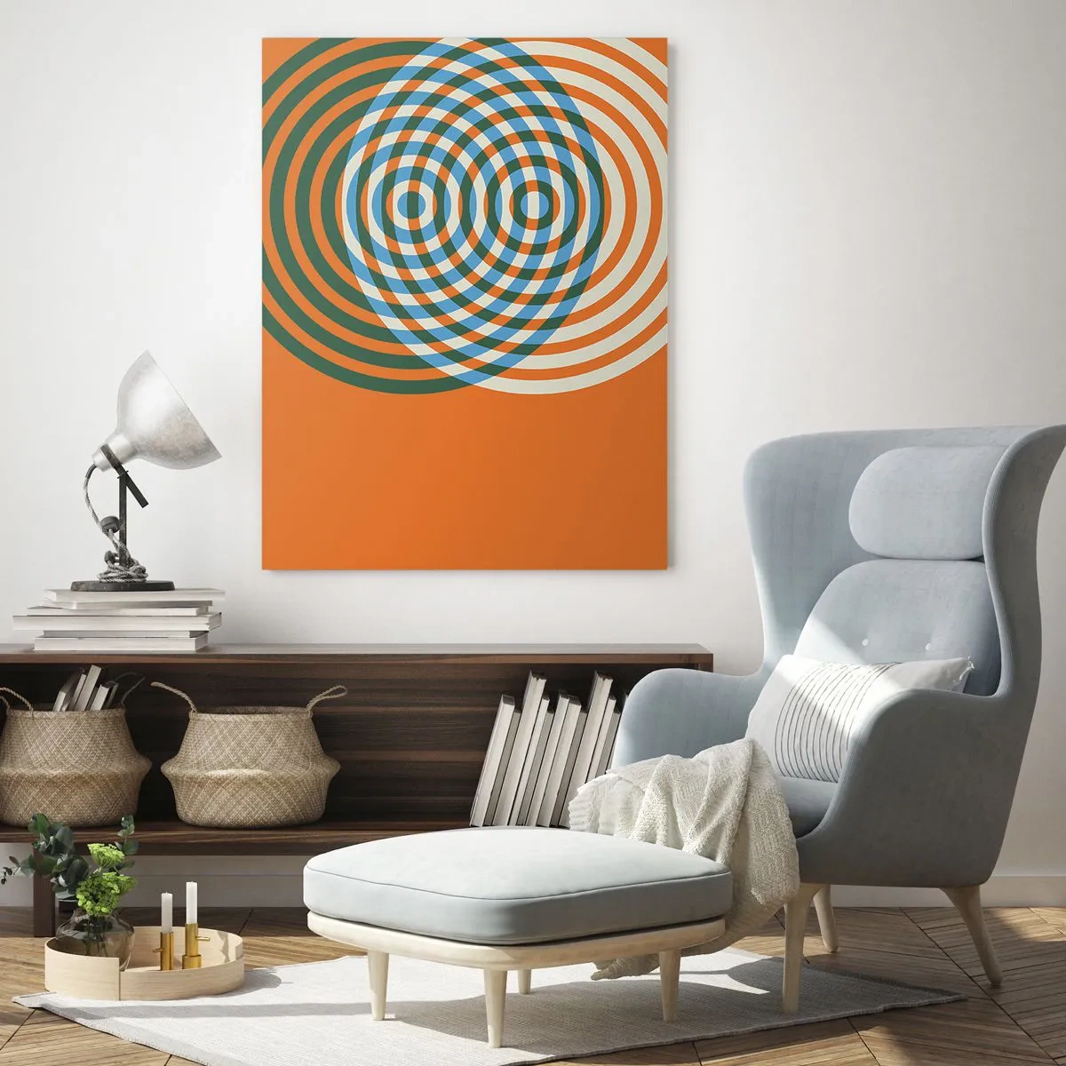 Glasbild - Bild auf glas - Abstrakte geometrische Grafik mit konzentrischen Kreisen - 50x70cm - Abstrakte kreisförmige Variation - Moderne Wanddekoration für Wohnzimmer und Schlafzimmer ARTTOR