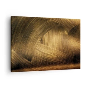 Bild auf Leinwand - Leinwandbild - Goldene abstrakte Pinselstriche - 70x50cm - In einem goldenen Labyrinth - Moderne Wanddekoration für Wohnzimmer und Schlafzimmer ARTTOR