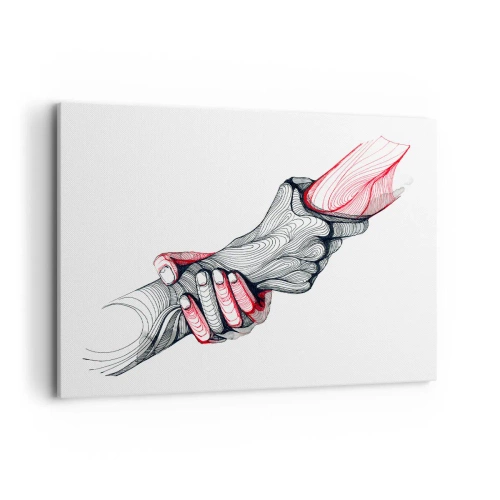 Bild auf Leinwand - Leinwandbild - Künstlerische Hände, die sich im minimalistischen Stil halten - 100x70cm - Sie sind in guten Händen - Moderne Wanddekoration für Wohnzimmer und Schlafzimmer ARTTOR