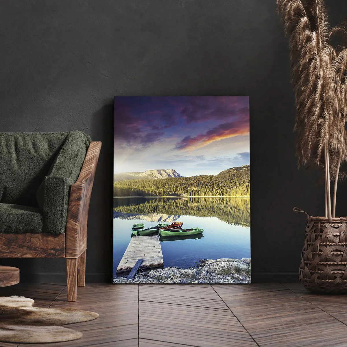 Bild auf Leinwand - Leinwandbild - Glatt wie ein Spiegel über dem Wasser - 45x80 cm