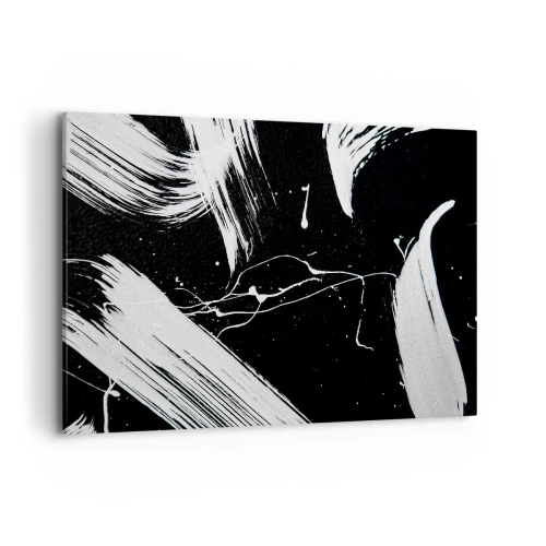 Bild auf Leinwand - Leinwandbild - Abstrakte weiße Striche auf schwarzem Hintergrund - 120x80cm - Dunkelheit durchbrechen - Moderne Wanddekoration für Wohnzimmer und Schlafzimmer ARTTOR