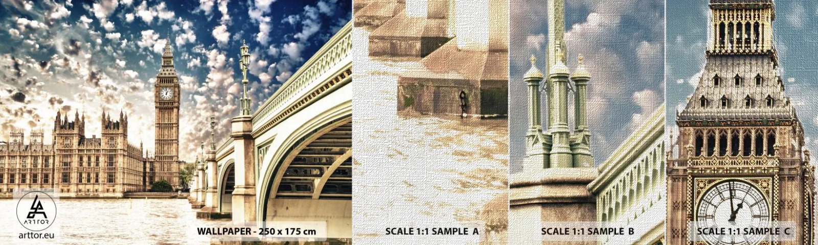 Fototapeten Muster Premium Canvas - Federwolken über der Themse - Stadt, London, England - 100x30 cm