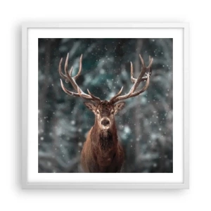Poster in einem weißen Rahmen - Gekrönter König des Waldes - 50x50 cm