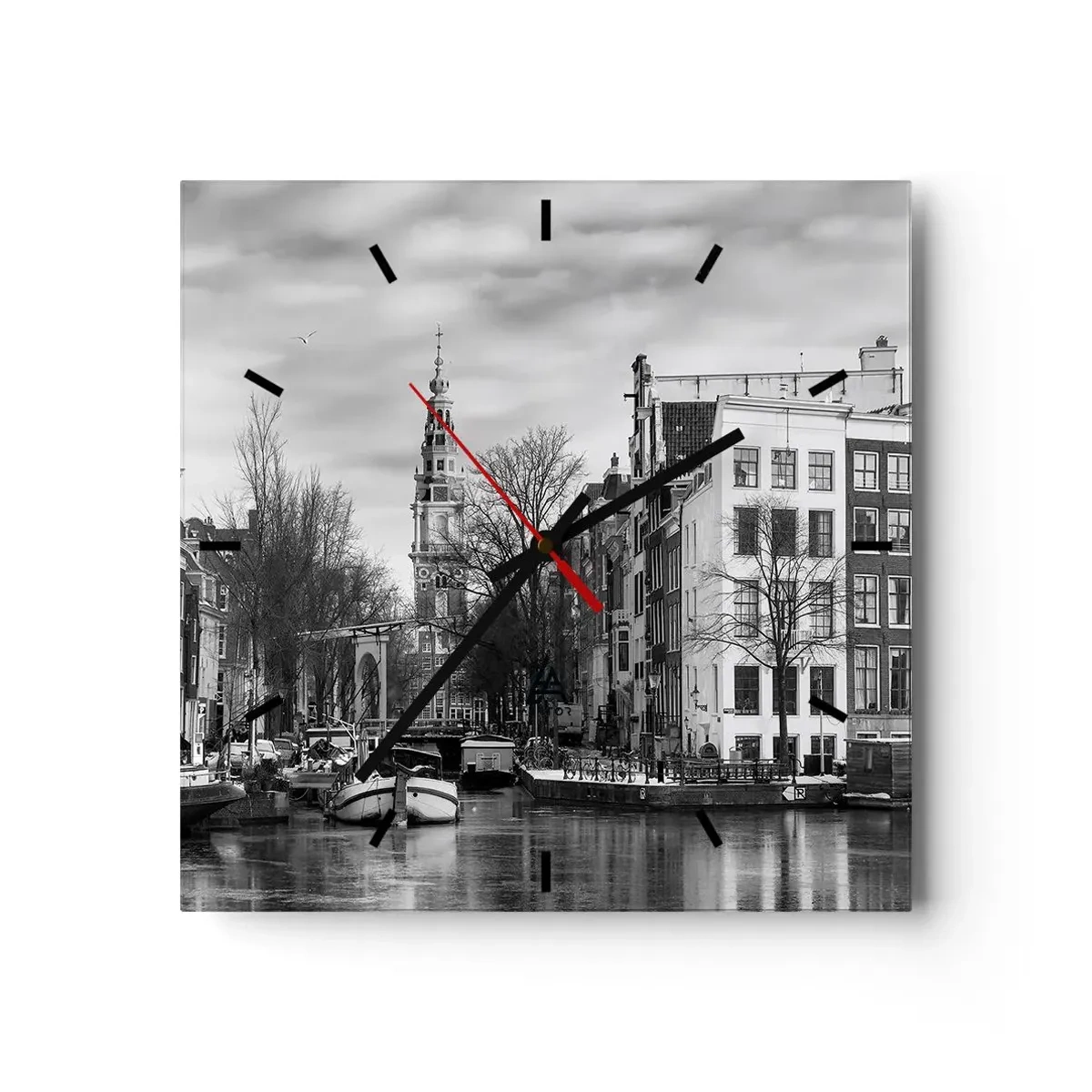 Wanduhr - Glasuhr - Amsterdamer Atmosphäre - 40x40 cm