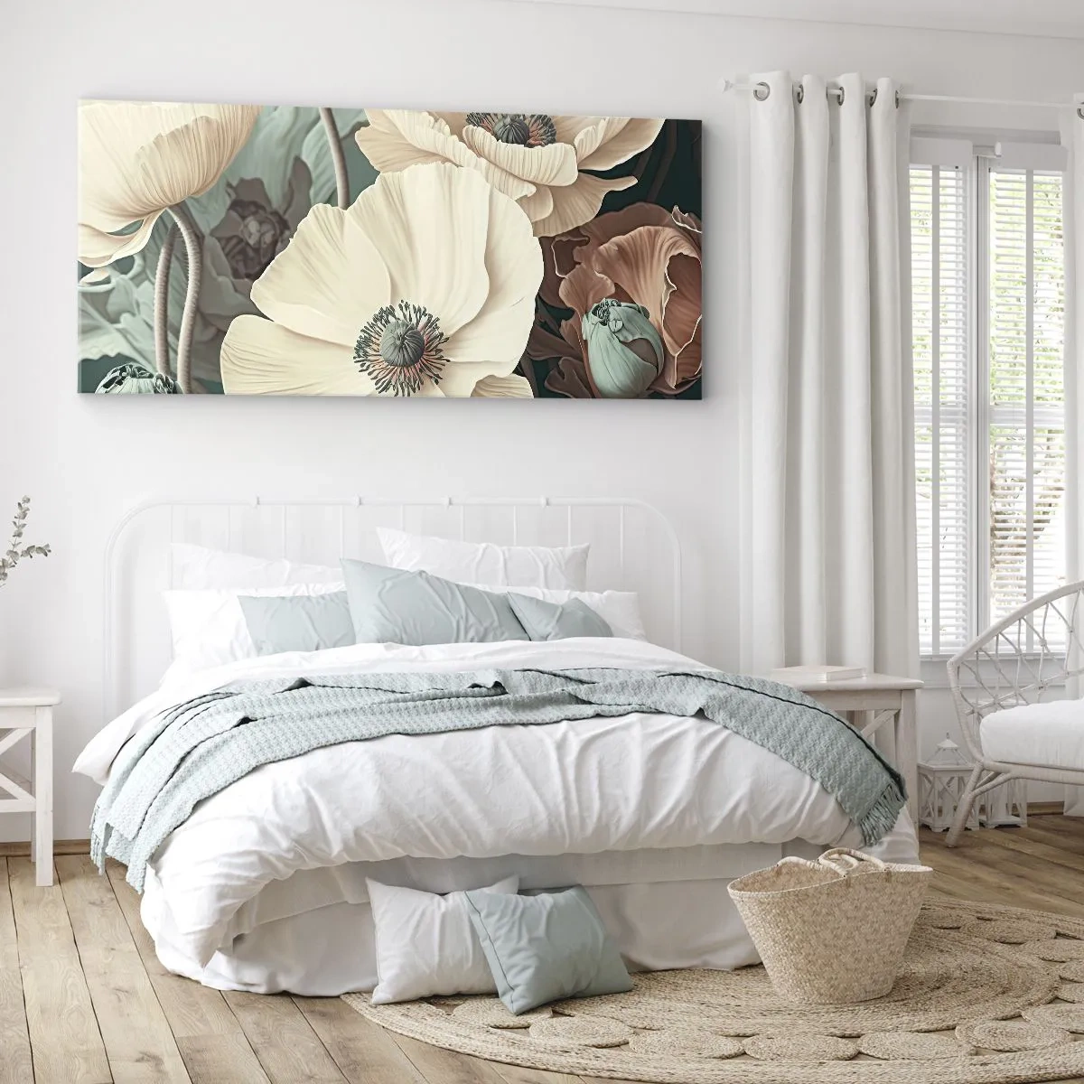 Bild auf Leinwand - Leinwandbild - Flüstern von Mohnblumen - 90x30 cm