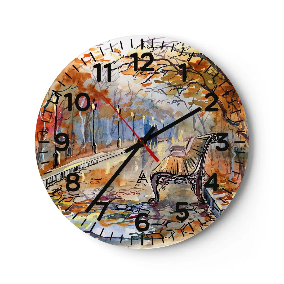 Wanduhr - Glasuhr - Gemeinsam im Herbst wandern - 40x40 cm