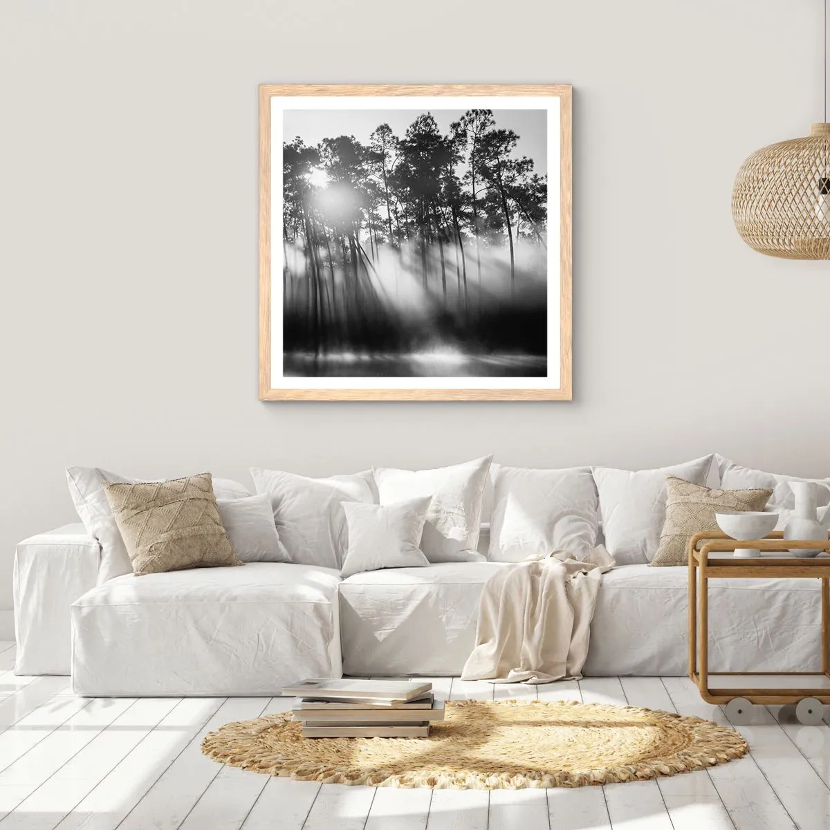 Poster in einem Rahmen aus heller Eiche - Unaufhaltsame Sonne - 40x40 cm