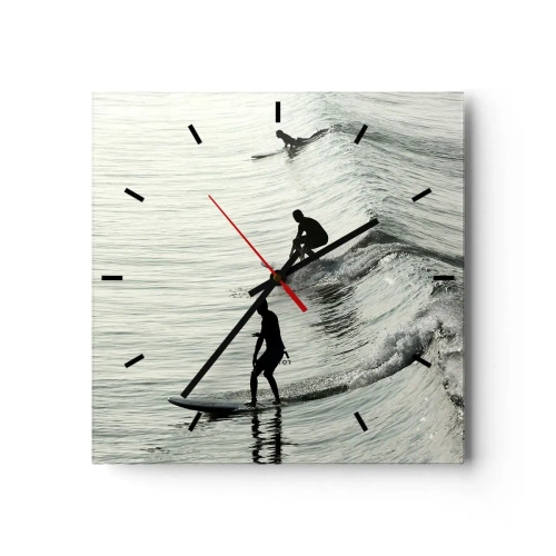 Wanduhr - Glasuhr - Gegen die Welle - 40x40 cm