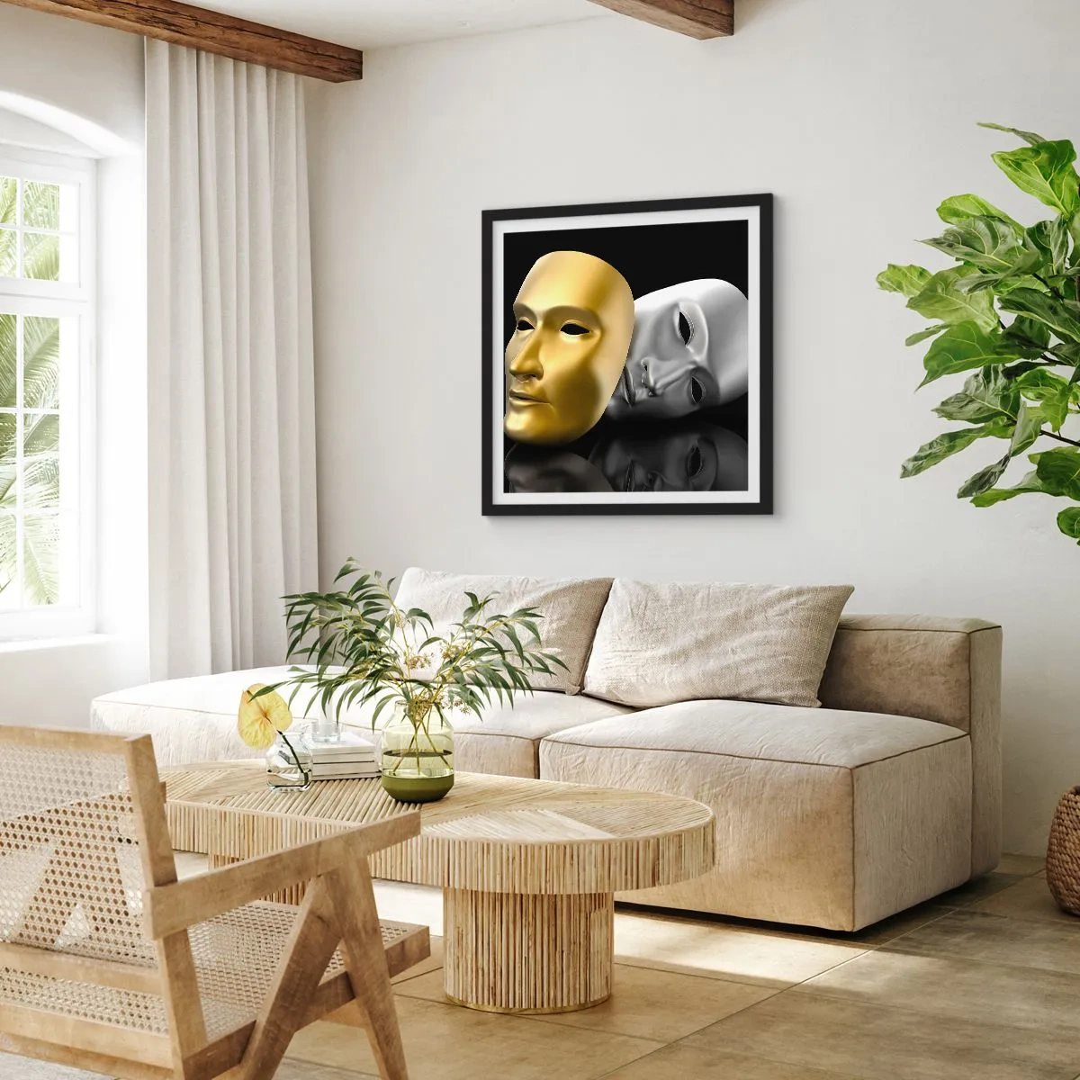 Poster in einem schwarzem Rahmen - Das Leben ist wie ein Theater - 30x30 cm