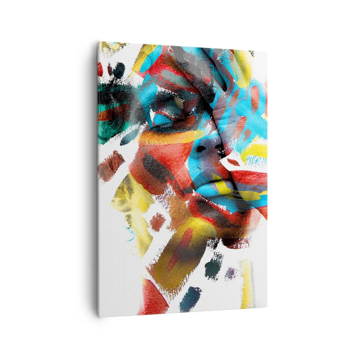 Bild auf Leinwand - Leinwandbild - Abstraktes Porträt in lebendigen Farben - 70x100cm - Eine bunte Persönlichkeit - Moderne Wanddekoration für Wohnzimmer und Schlafzimmer ARTTOR