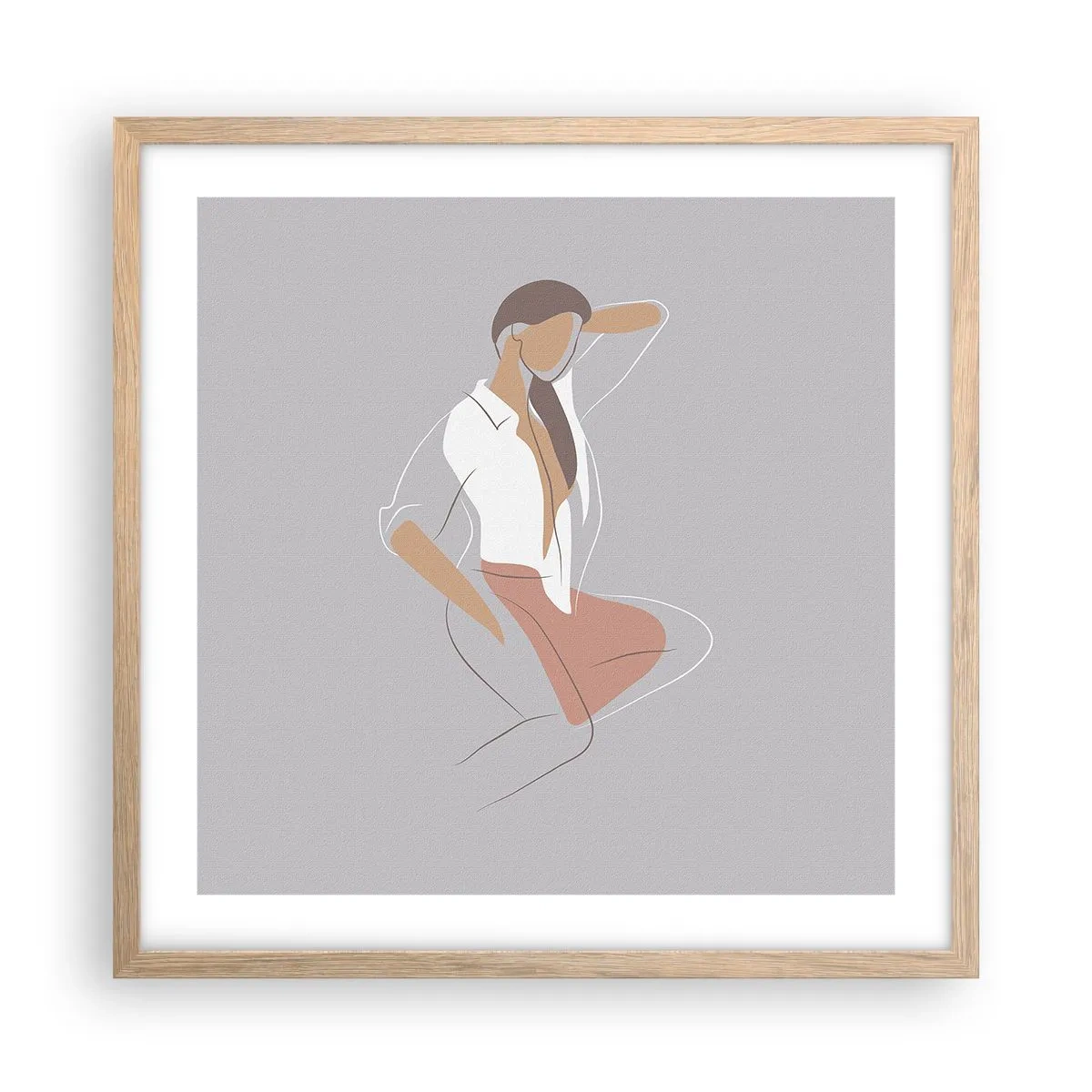 Poster in einem Rahmen aus heller Eiche - Umriss der Anmut - 50x50 cm