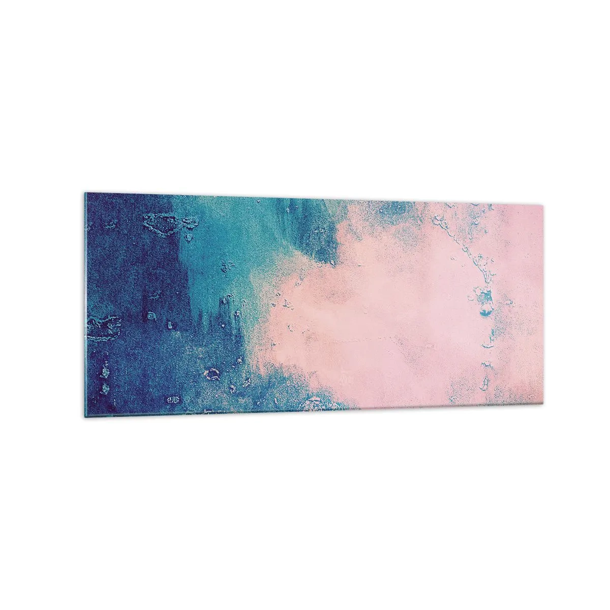 Glasbild - Bild auf glas - Abstrakte Textur in Rosa- und Blautönen - 120x50cm - Himmelsblaue Umarmungen - Moderne Wanddekoration für Wohnzimmer und Schlafzimmer ARTTOR
