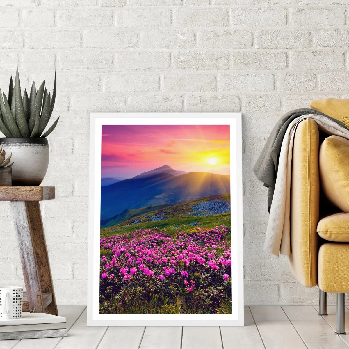 Poster in einem weißen Rahmen - … Und drumherum duftet es nach Latschenkiefer und dem Duft von Kräutern - 61x91 cm