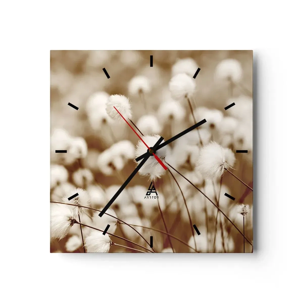 Wanduhr - Glasuhr - Flauschiges Kornfeld - 40x40 cm