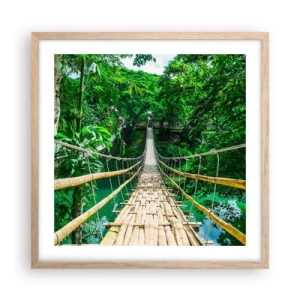 Poster in einem Rahmen aus heller Eiche - Monkey Bridge über das Grün - 50x50 cm