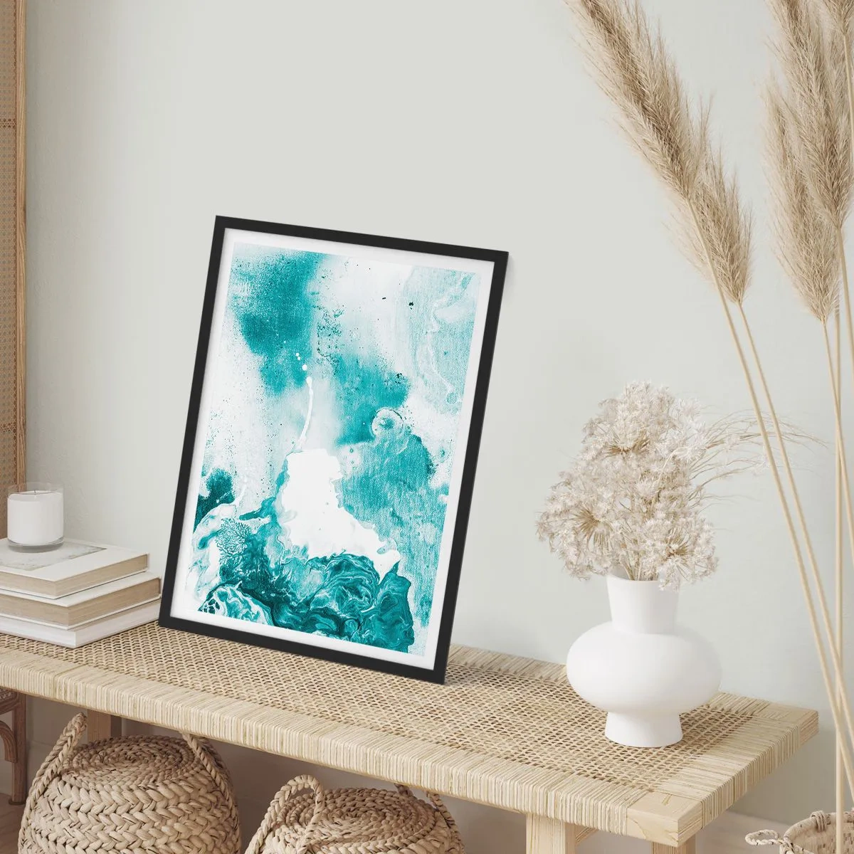 Poster in einem schwarzem Rahmen - Morast von Blau - 70x100 cm