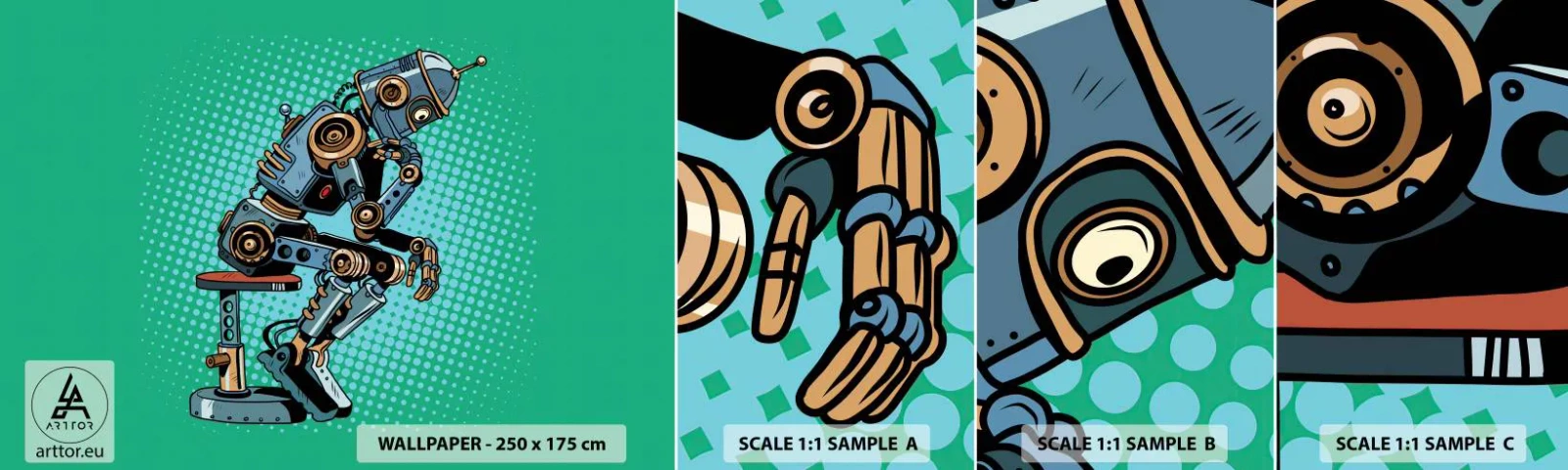 Fototapetenmuster Standard Eco - Über der Essenz des Seins - Abstraktion, Intelligenter Roboter, Für Kinder - 100x30 cm