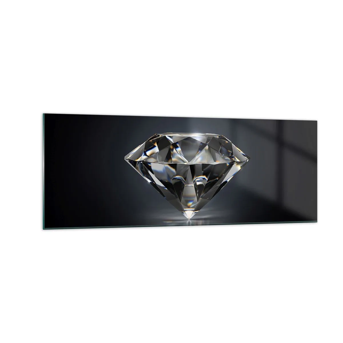 Glasbild - Bild auf glas - Eine künstlerische Interpretation eines Diamanten auf dunklem Hintergrund - 140x50cm - Beste Freundin - Moderne Wanddekoration für Wohnzimmer und Schlafzimmer ARTTOR