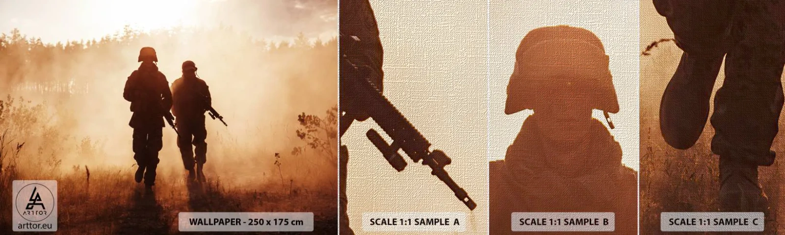 Fototapeten Muster Premium Canvas - Ruf der Pflicht - Soldat, Gewehr, Militär - 100x30 cm