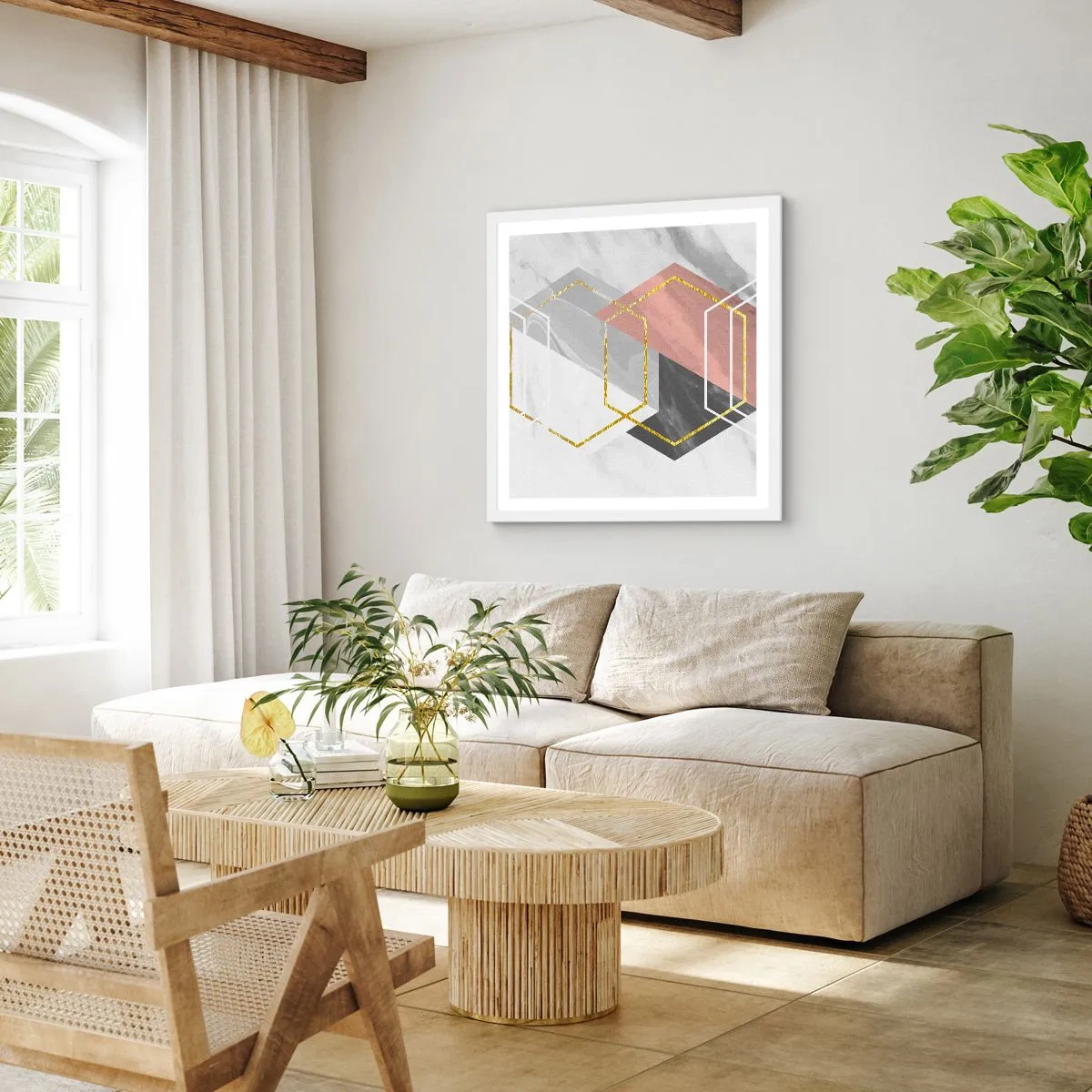 Poster in einem weißen Rahmen - Kettenkomposition - 60x60 cm