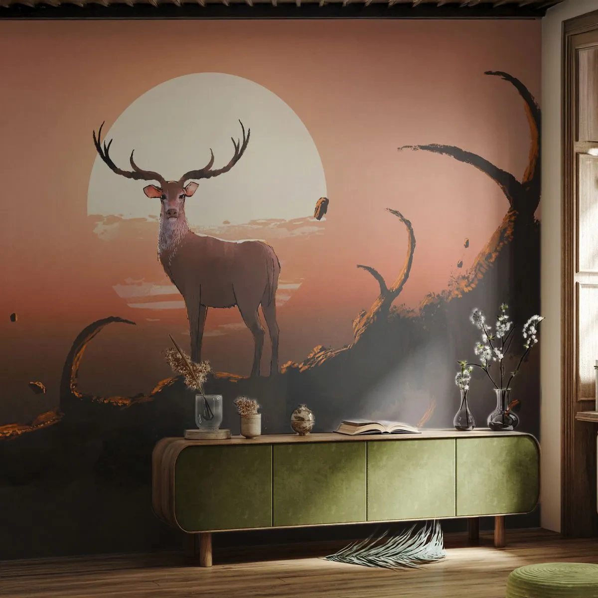 Fototapete Standard Eco - Diese Nacht ist anders als jede andere - Abstraktion, Reh, Stück - 150x105 cm