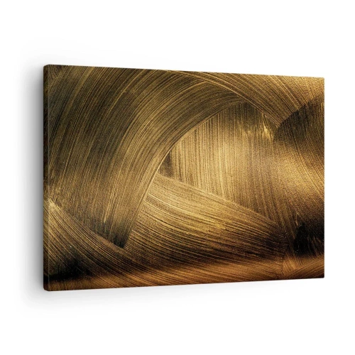 Bild auf Leinwand - Leinwandbild - Goldene abstrakte Pinselstriche - 70x50cm - In einem goldenen Labyrinth - Moderne Wanddekoration für Wohnzimmer und Schlafzimmer ARTTOR