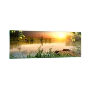 Glasbild - Bild auf glas - Landschaft in einem grünen Rahmen - 90x30 cm