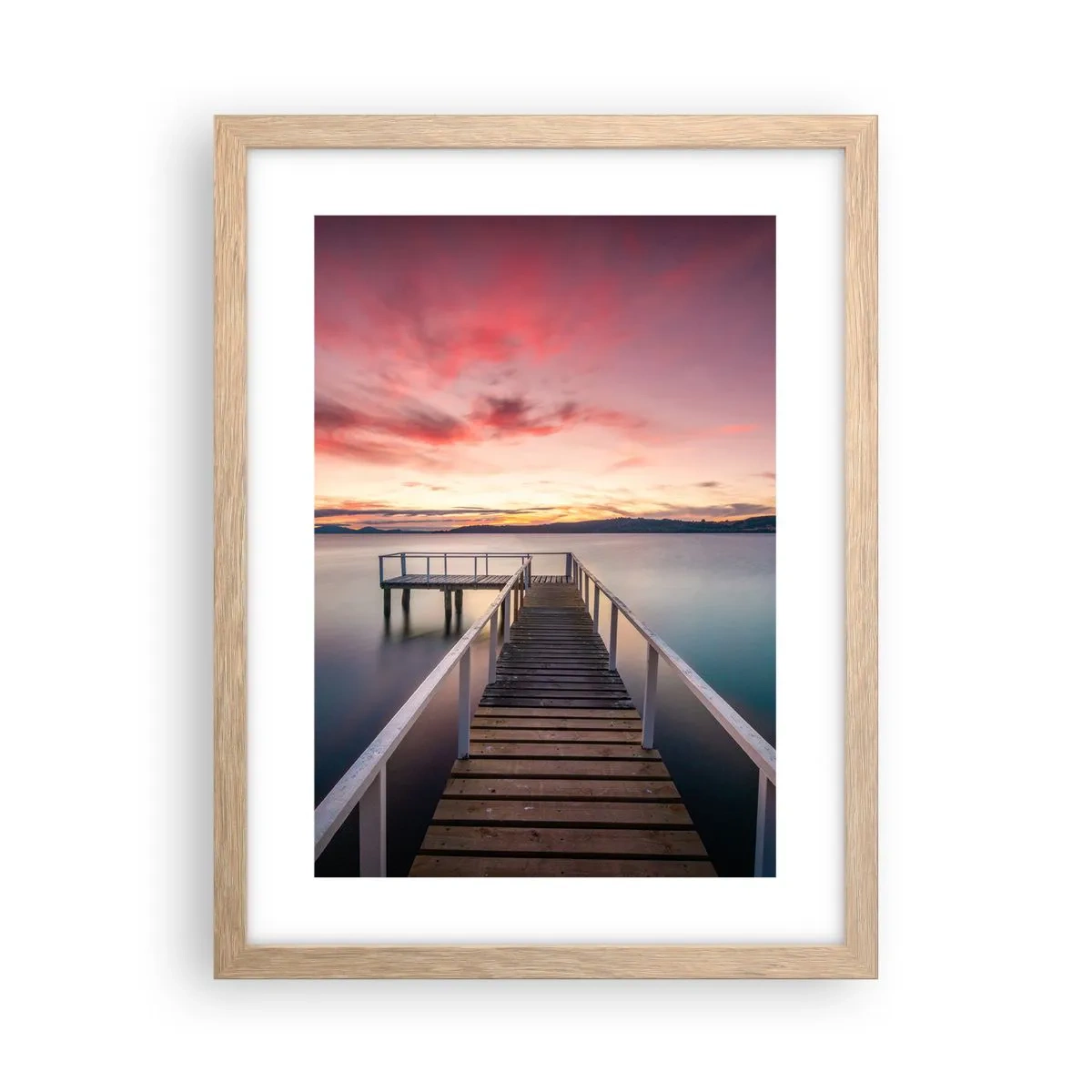 Poster in einem Rahmen aus heller Eiche - Die sanfte Flamme des Abends - 30x40 cm