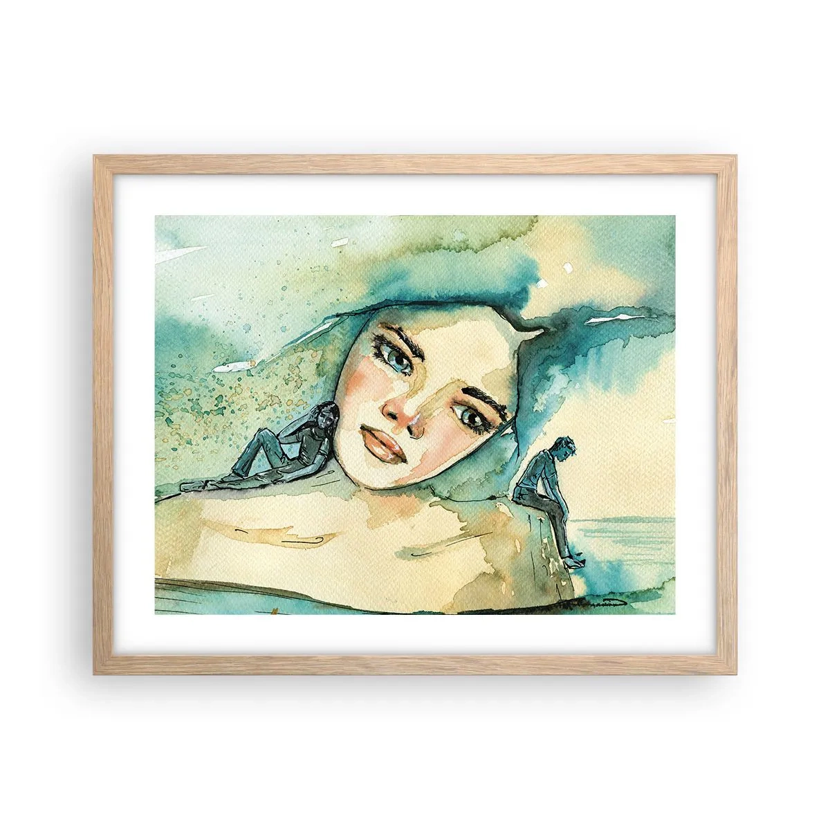 Poster in einem Rahmen aus heller Eiche - Bin ich blau? - 50x40 cm