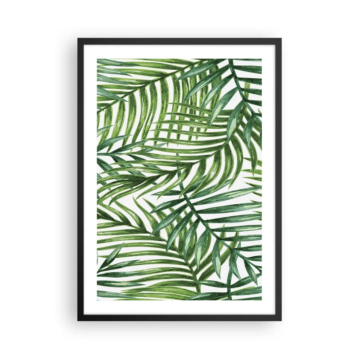 Poster in einem schwarzem Rahmen - Palmen in einem minimalistischen botanischen Muster - 50x70cm - Unter dem grünen Baldachin - Moderne Wanddekoration für Wohnzimmer und Schlafzimmer ARTTOR