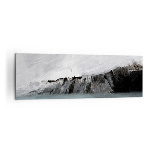Bild auf Leinwand - Leinwandbild - Abstrakte Landschaft mit Wasser und felsigem Ufer - 160x50cm - Wasser – Erde: Kampf der Naturelemente - Moderne Wanddekoration für Wohnzimmer und Schlafzimmer ARTTOR