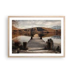 Poster in einem Rahmen aus heller Eiche - Landschaft in Stille - 70x50 cm