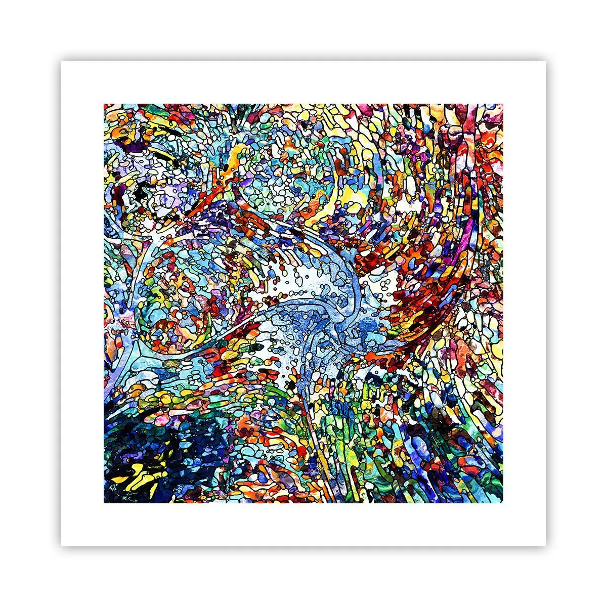 Poster - Glasmalerei Wassertropfen - 40x40 cm