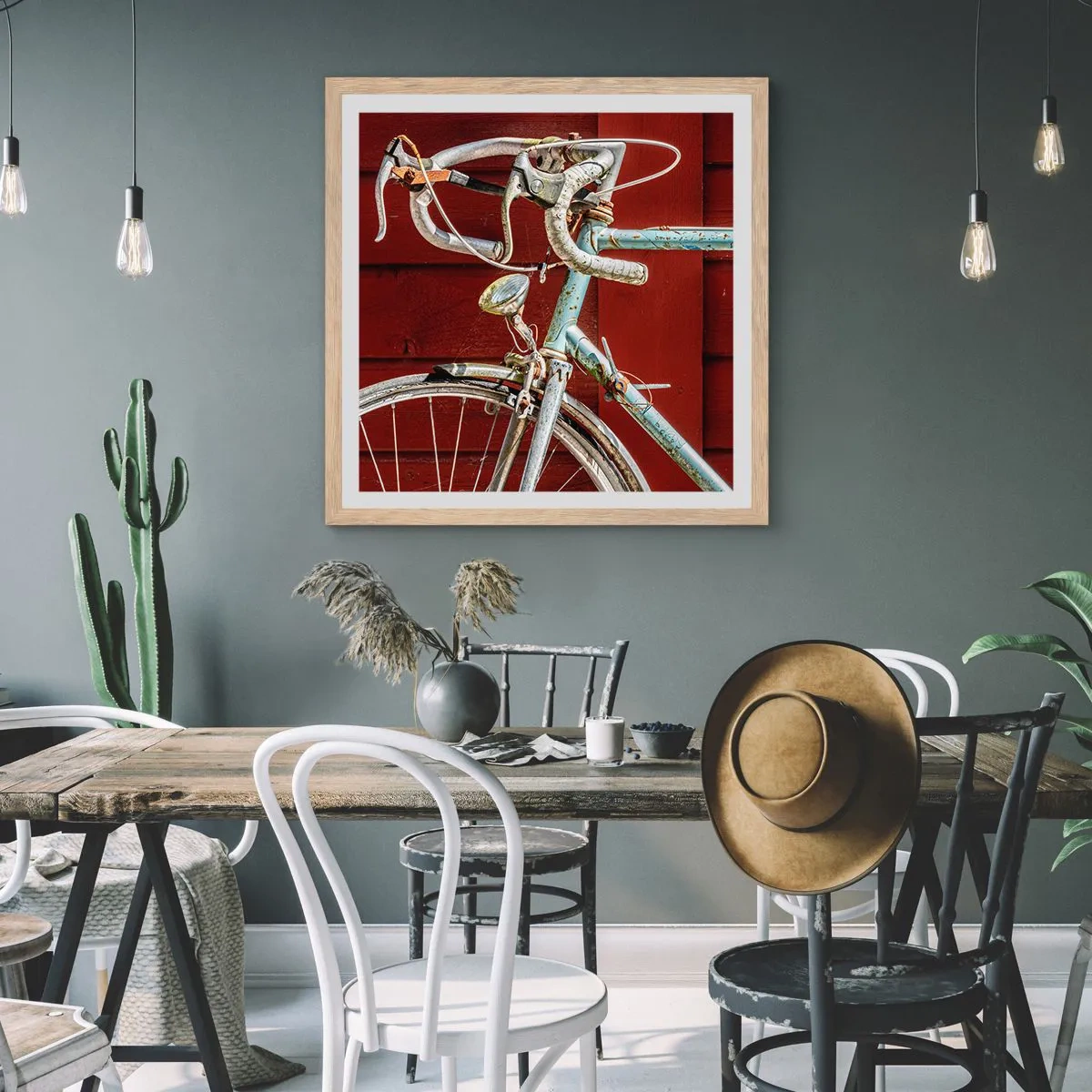 Poster in einem Rahmen aus heller Eiche - Geschaffen um zu siegen - 60x60 cm