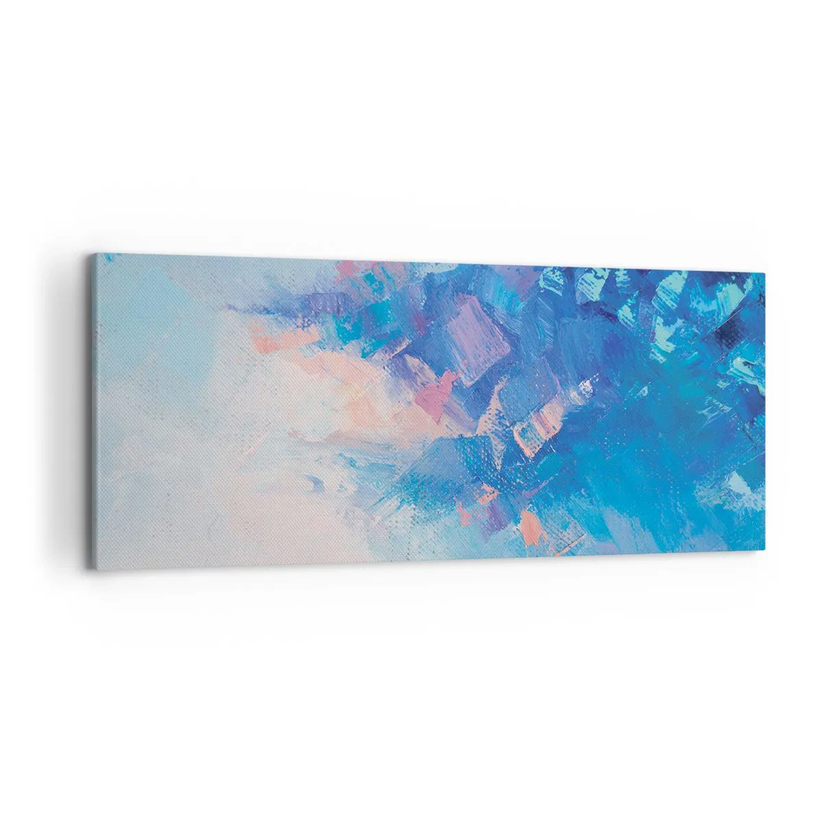 Bild auf Leinwand - Leinwandbild - Abstrakte Komposition in Blau- und Rosatönen - 120x50cm - Winter-Abstraktion - Moderne Wanddekoration für Wohnzimmer und Schlafzimmer ARTTOR