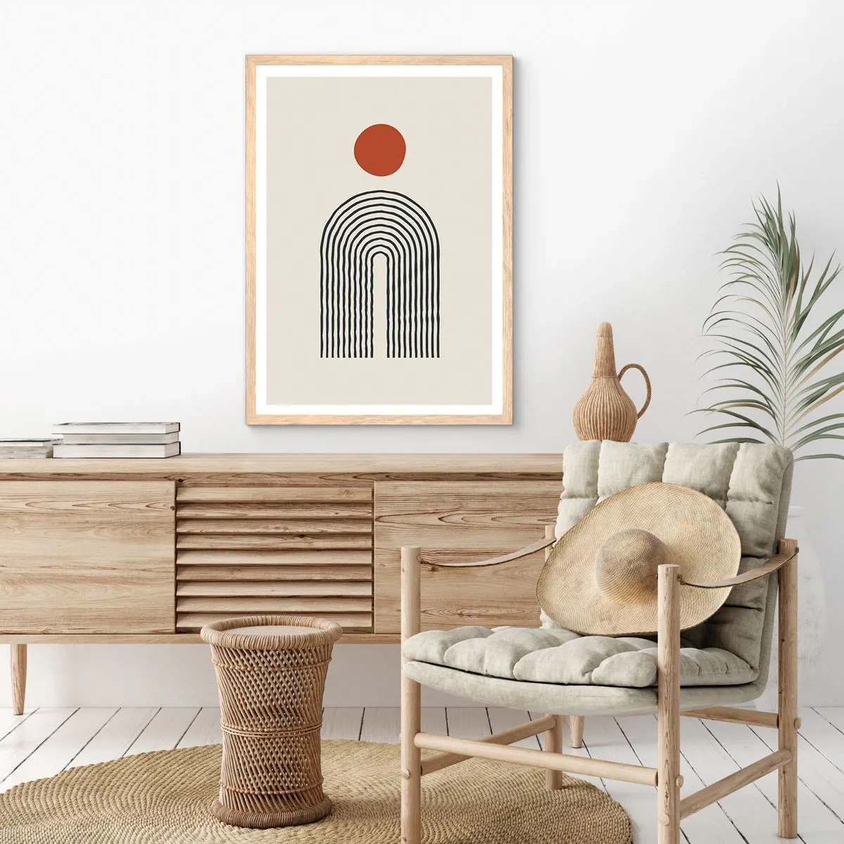 Poster in einem Rahmen aus heller Eiche - Magnetismus von Formen und Farben - 70x100 cm