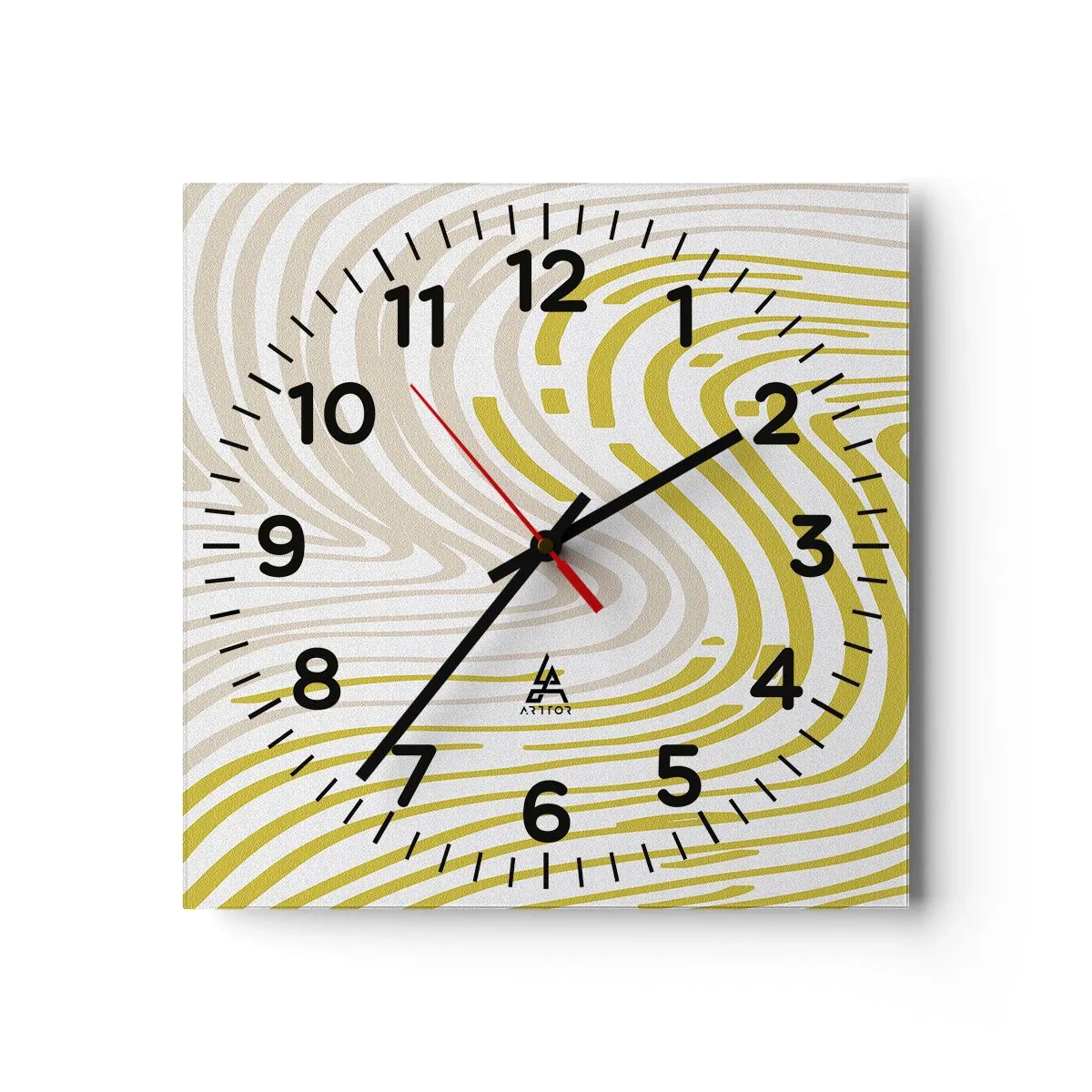 Wanduhr - Glasuhr - Komposition mit sanfter Biegung - 40x40 cm