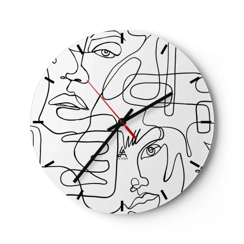 Wanduhr - Glasuhr - In verworrenen Gefühlen - 40x40 cm